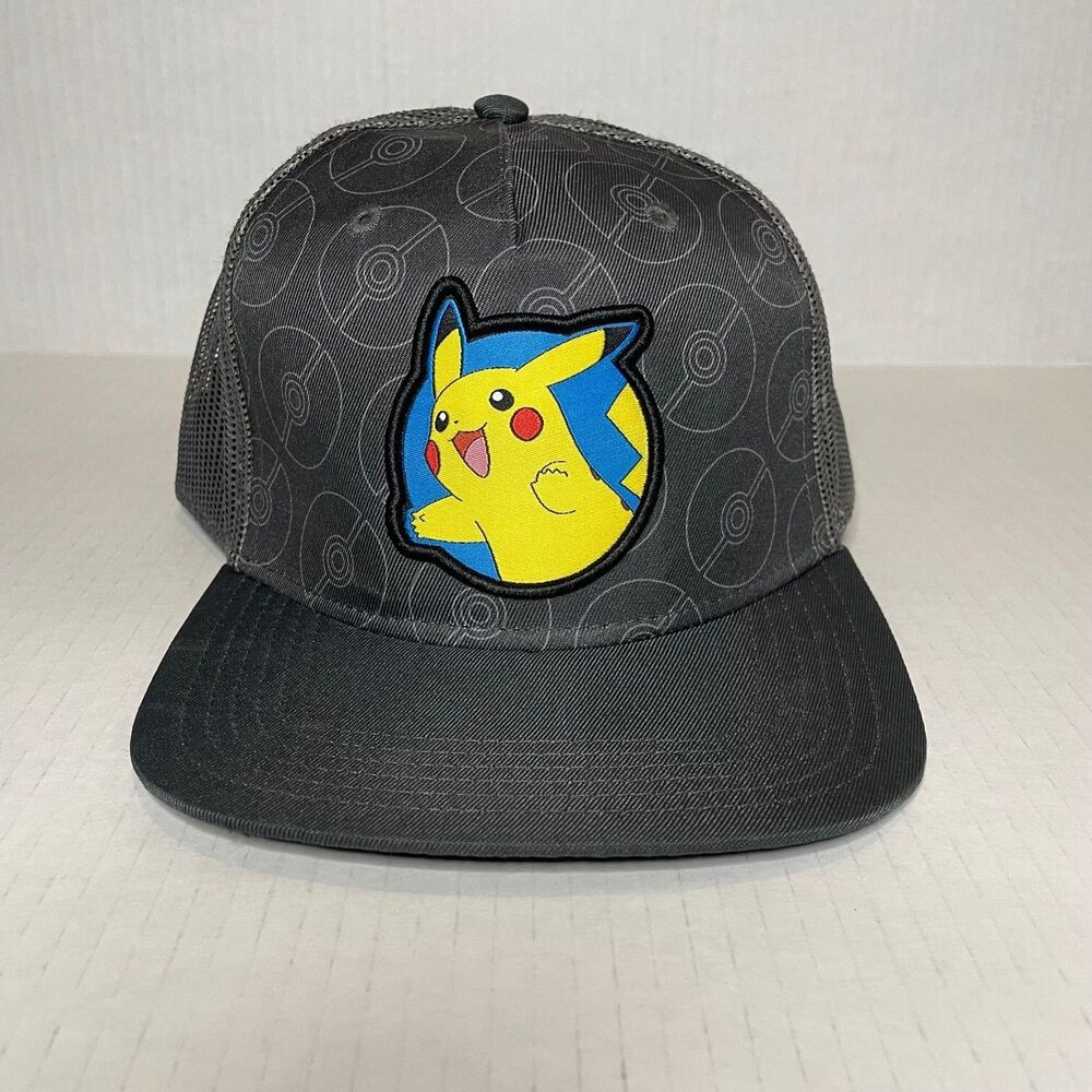 New Pokemon Pikachu Grey adjustable snapback mesh trucker hat one size